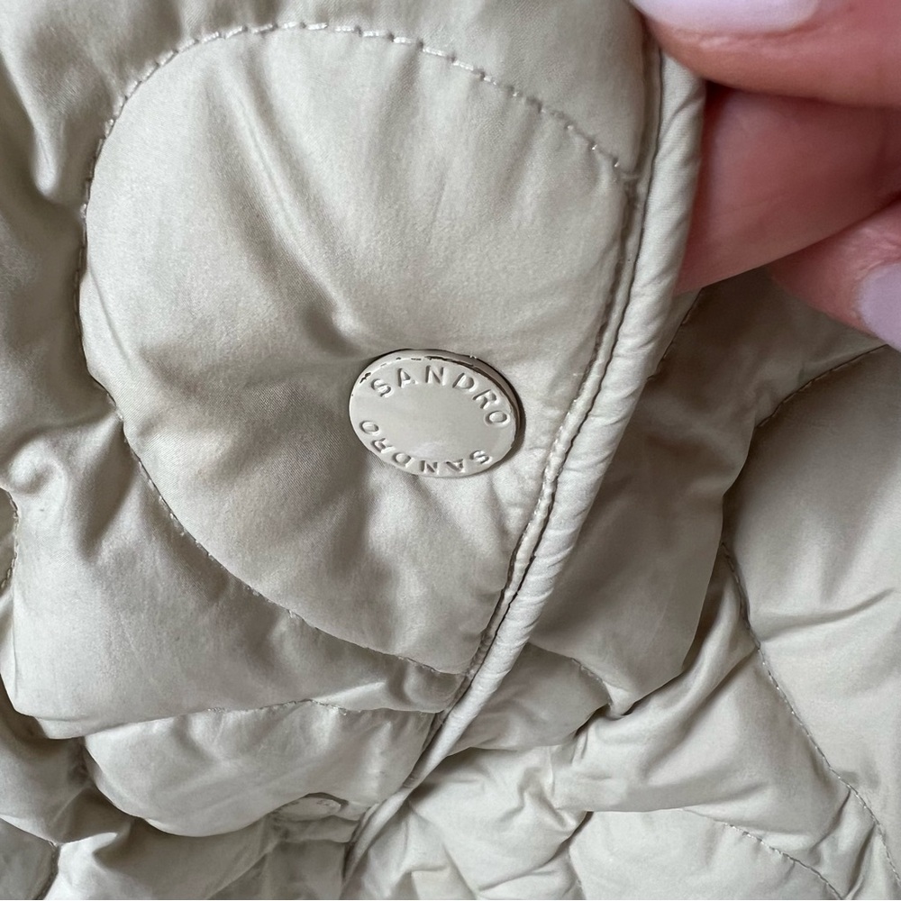 Sandro Gloriana Heart Quilted Jacket in Tan - Picture 11 of 13